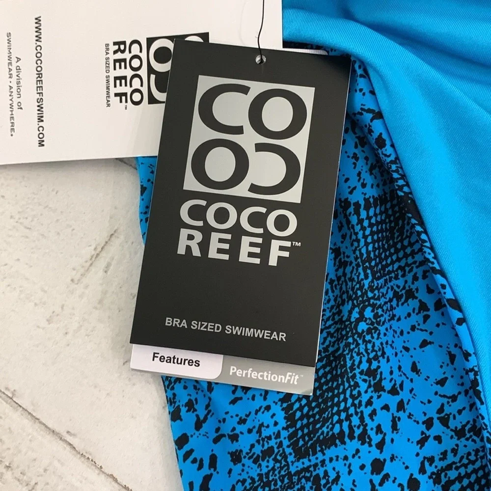 Coco Reef Blue Snake Print Reversible Bikini Bottom NWT Various